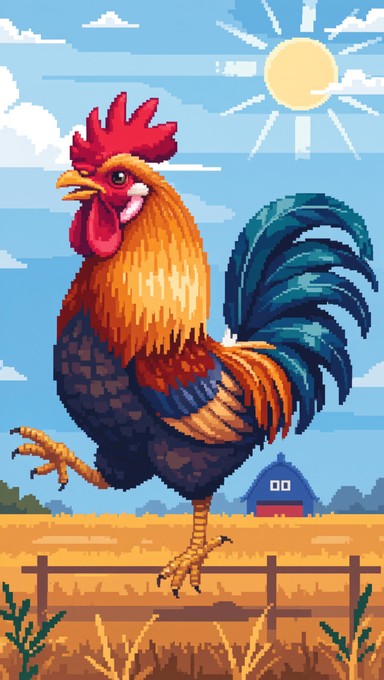 Free Proud Pixel Rooster Image - Pixel, Rooster, Geometric | Download ...