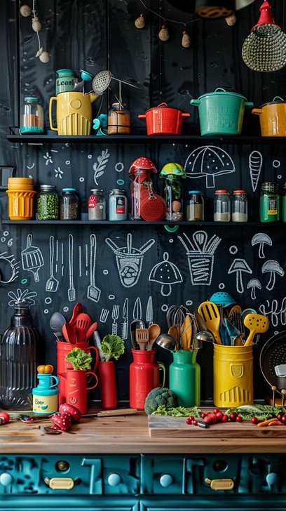 Free Colorful kitchen shelves Image - Kitchen, Colorful, Utensils ...