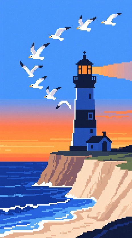 Free Pixelated Coastal Lighthouse Image - Lighthouse, Pixelart, Coastal ...