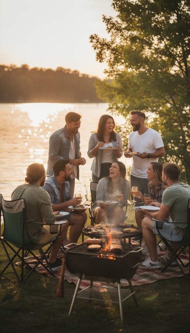Free Lakeside Sunset Gathering Image - Barbecue, Lakeside, Sunset ...