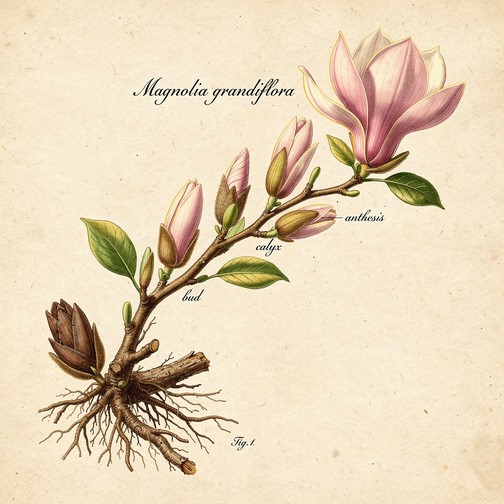 Magnolia Tree Structure Free Magnolia Growth Stages Image - Magnolia, Botanical, Illustration ...