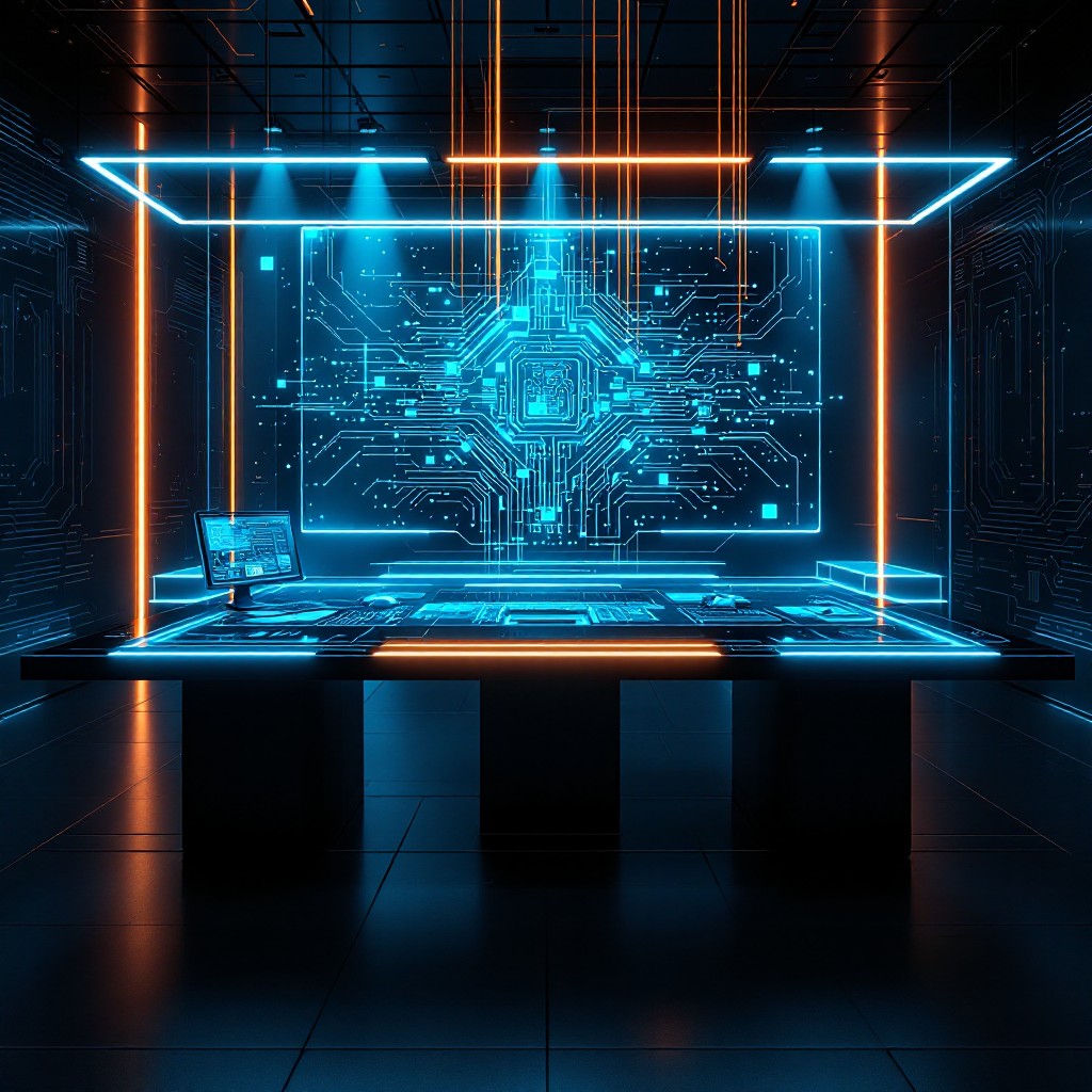 Free Futuristic Digital Workspace Image - Futuristic, Holographic ...