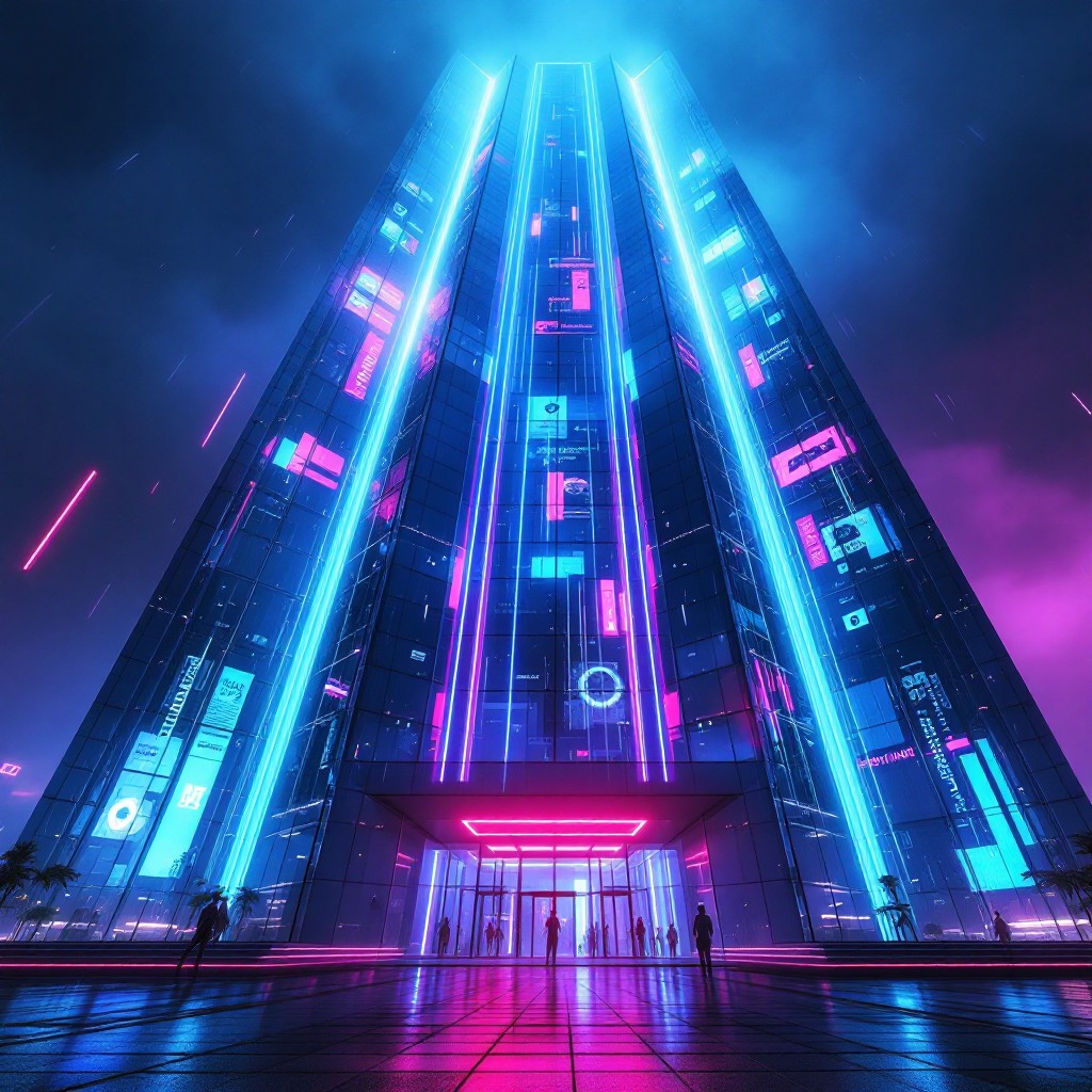 Free Neon Tower Rising Image - Cyberpunk, Neon, Skyscraper | Download ...