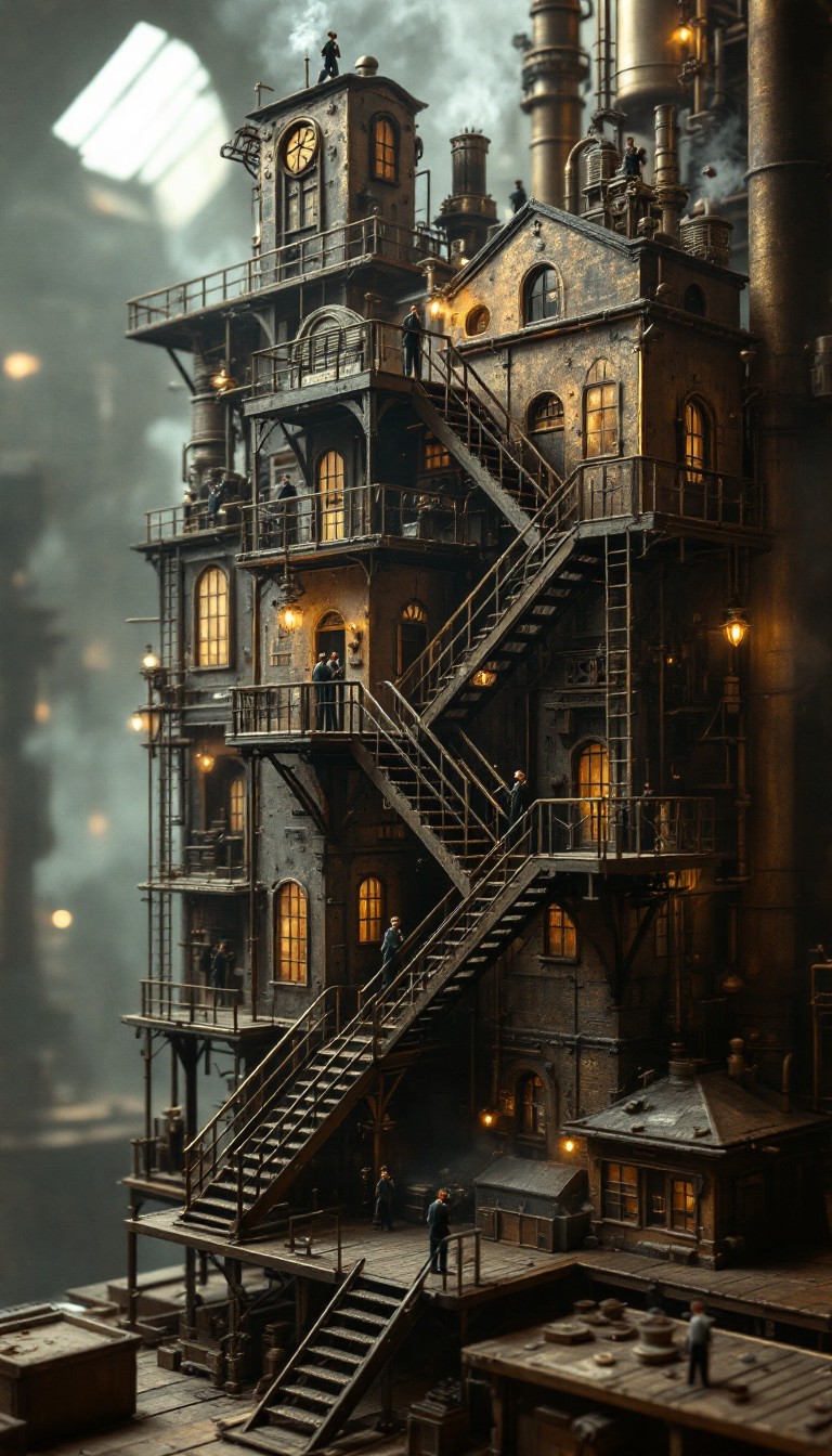 Steampunk Complex Free Industrial Vertical Complex Photo - Industrial, Steampunk, Factory ...