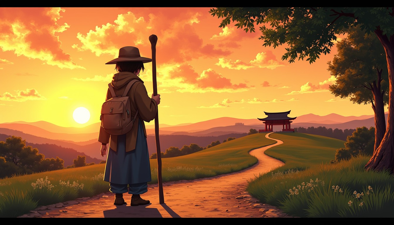 Free Sunset Path Traveler Image - Pilgrim, Sunset, Anime | Download at ...