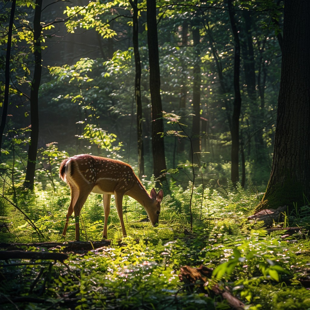 Free Deer in Forest Image - Deer, Forest, Sunlight | Download at StockCake