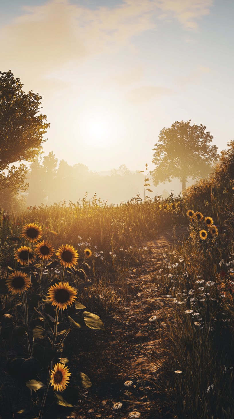 Free Sunlit Sunflower Path Image - Sunlight, Sunflowers, Path ...