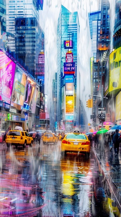 Free Rainy Urban Scene Photo - City, Rain, Taxi | Download at StockCake