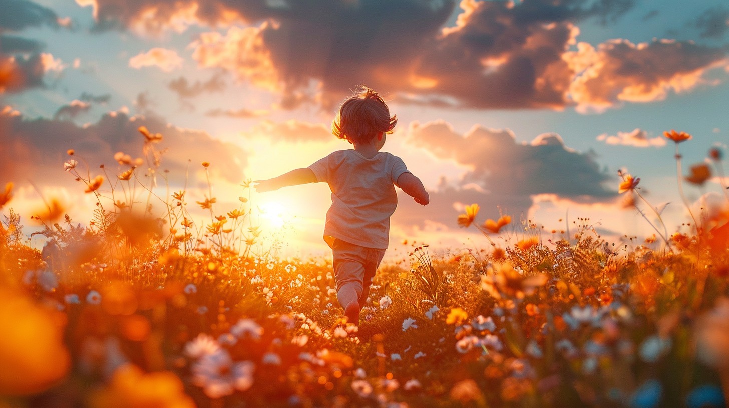 Free Child Chasing Sunset Image - Child, Sunset, Field | Download at ...