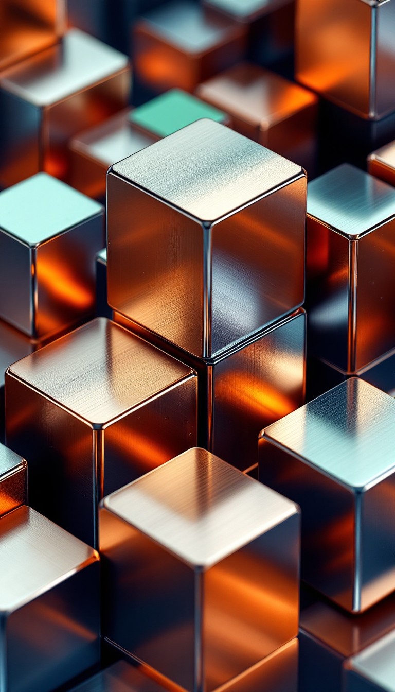 Download Metallic Cube Symphony Image - Metallic, Geometric, Copper ...