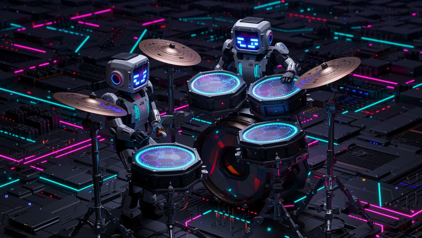 Free Digital Drum Ensemble Image - Cyberpunk, Robots, Drummers ...