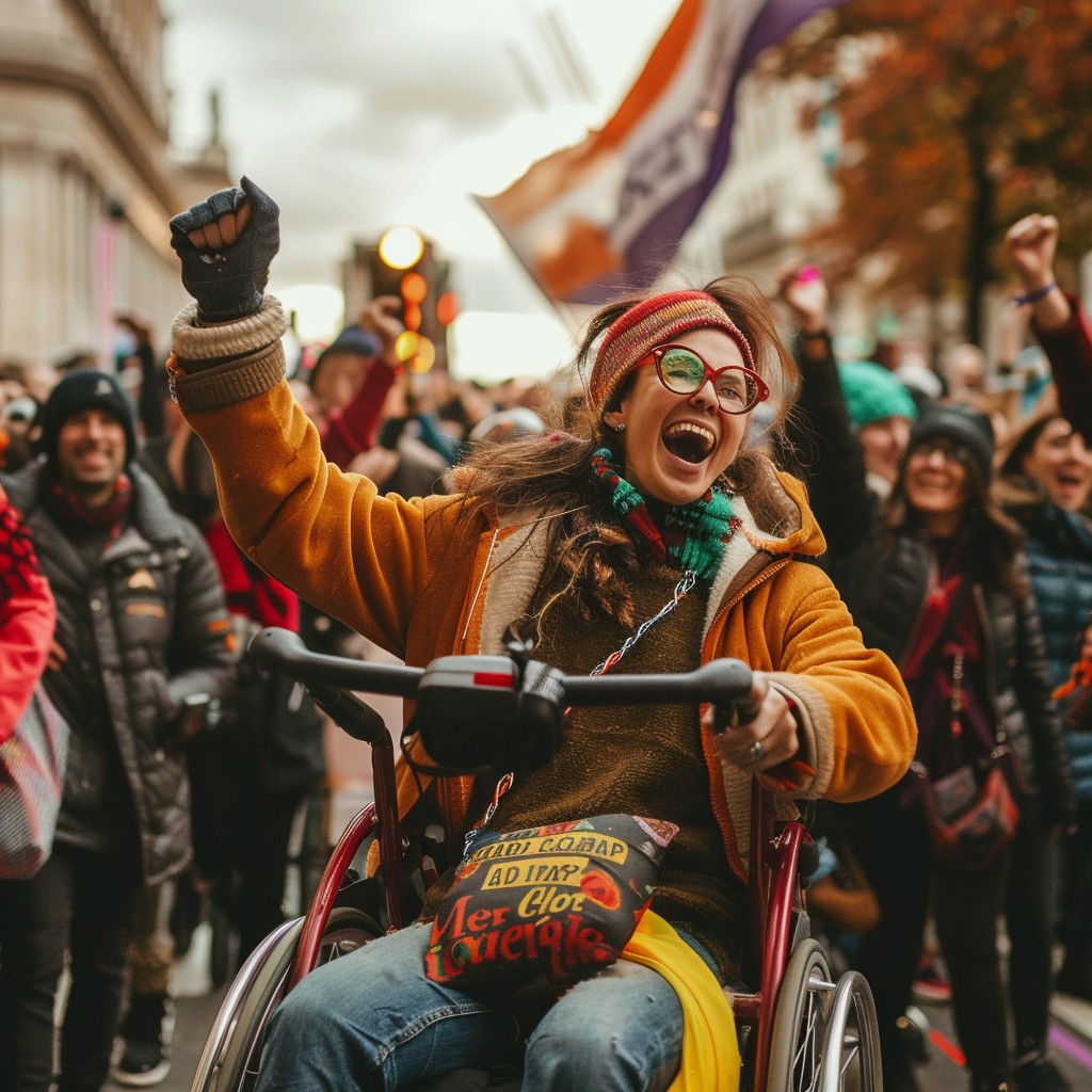 Free Joyful Street Celebration Image - Parade, Celebration, Wheelchair ...