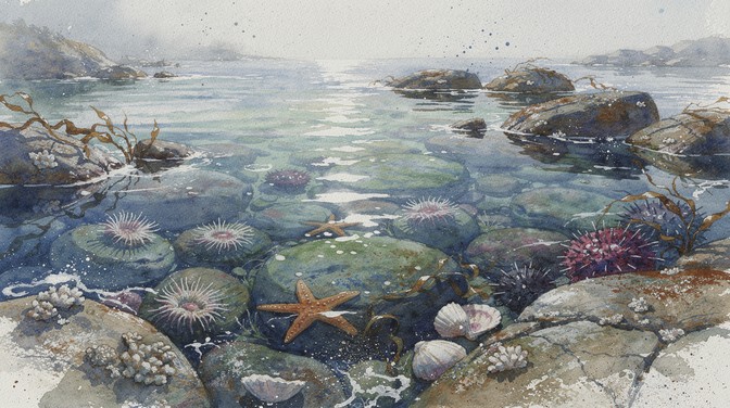 Free Coastal Tidepool Wonder Image - Tidepool, Watercolor, Coastal ...