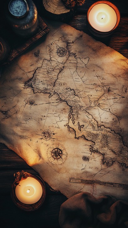 Free Antique Map Display Image - Antique, Map, Candles | Download at ...