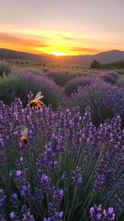 Free Sunset Lavender Field Image - Lavender, Sunset, Bees | Download at ...