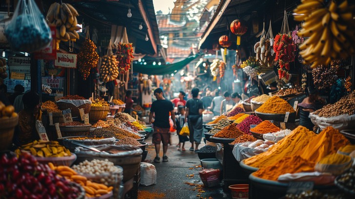 Free Bustling Market Scene Image - Market, Chilies, Spices | Download ...