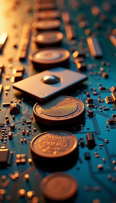 Free Currency Meets Technology Image - Coins, Circuitry, Technology ...