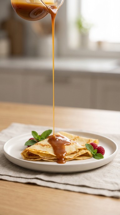 Free Caramel Drizzle Perfection Image - Crepe, Caramel, Pancake ...