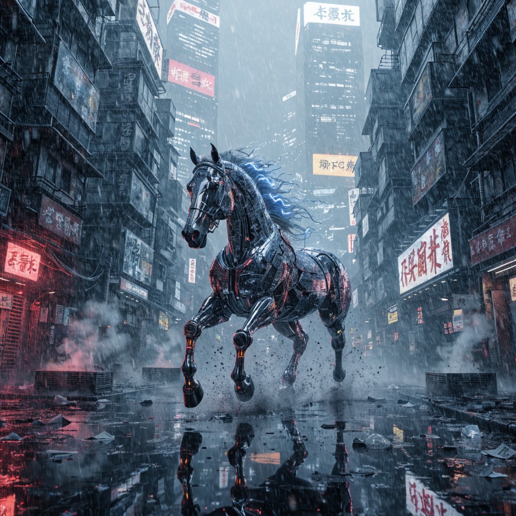 Free Cybernetic Horse Gallops Image - Cyberpunk, Horse, Neon | Download ...