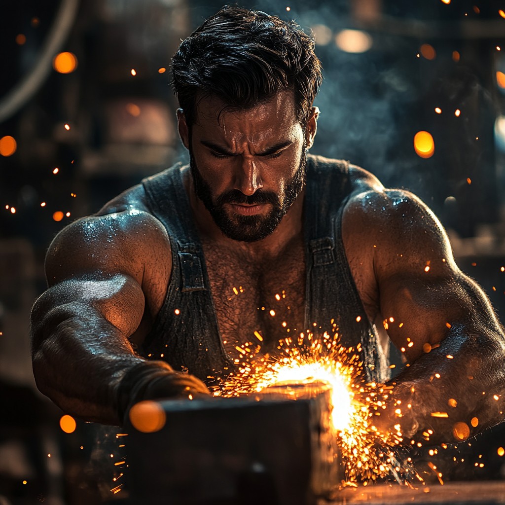 Free Intense blacksmith working Image - Blacksmith, Muscular, Forging ...