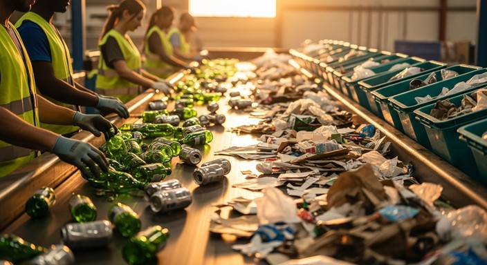 Free Workers Sorting Materials Image - Recycling, Workers, Conveyor ...