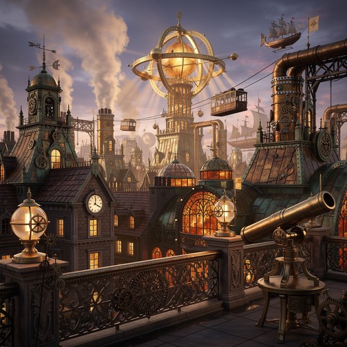 Free Steampunk City Rooftops Image - Steampunk, Cityscape, Victorian ...