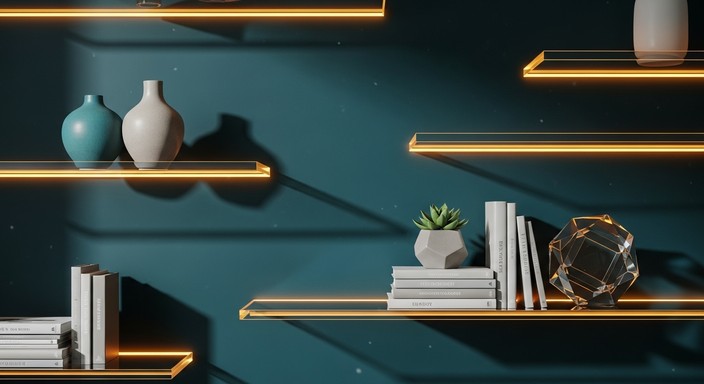 Free Luminous Floating Shelves Image - Shelving, Teal, Minimalist ...