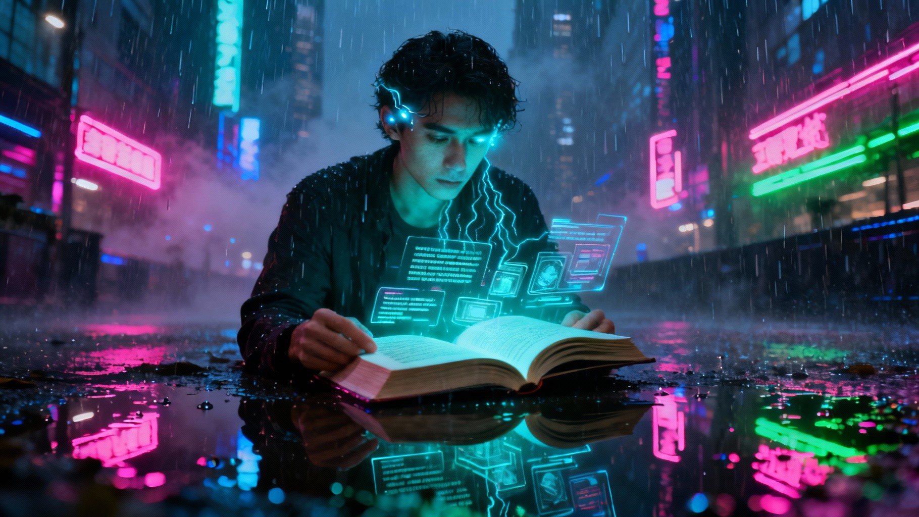 Free Holographic Book Dreams Image - Cyberpunk, Holographic, Neon ...