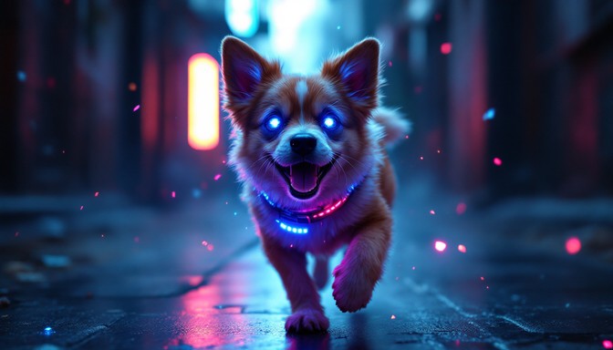 Perro Neon Free Neon Cyber Pup Image - Cyberpunk, Dog, Neon | Download at StockCake