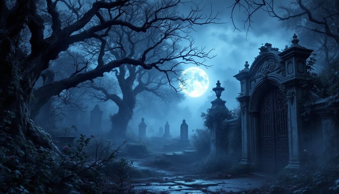 Free Moonlit Gothic Cemetery Image - Cemetery, Graveyard, Tombstone ...