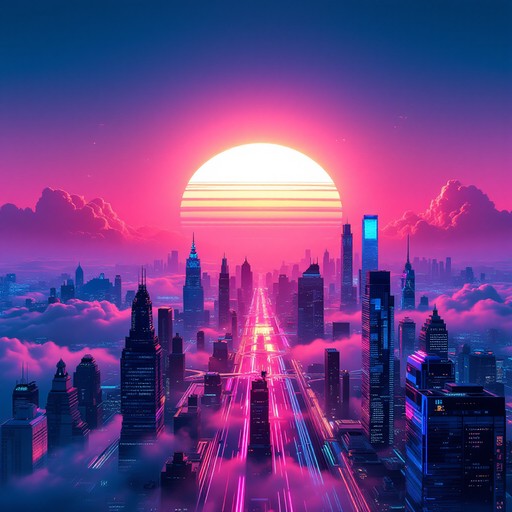 Sunset Image Neon Free Neon City Sunset Image - Synthwave, Cyberpunk, Neon | Download at ...
