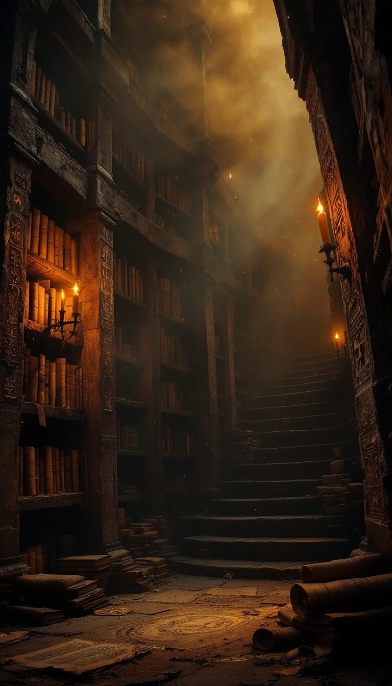 Free Mystical Library Stairs Image - Ancient, Mysterious, Library ...