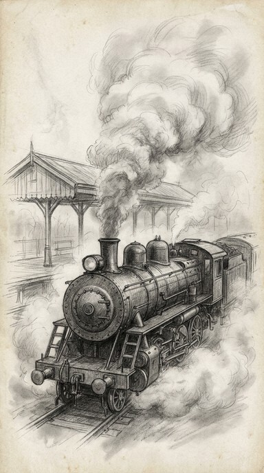 Example Tonal Drawing Train Free Steam Locomotive Sketch Image - Locomotive, Train, Steam ...