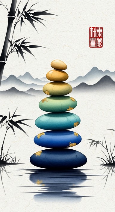 Traditional Japanese ink wash painting featuring perfectly balanced ...