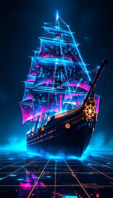 Free Neon Ghost Ship Image - Cyberpunk, Neon, Ship | Download at StockCake