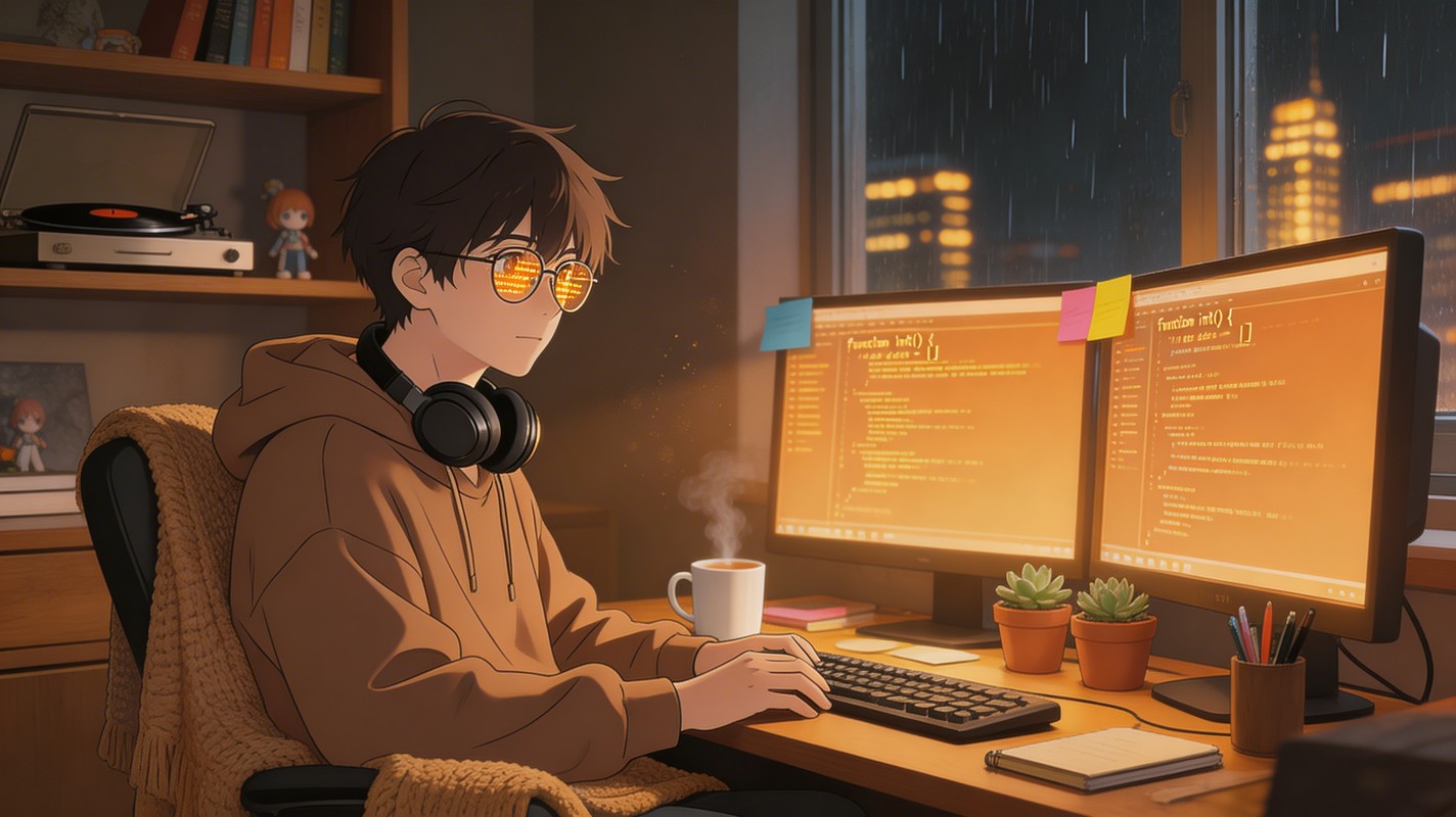 Download Cozy Coding Night Image - Lofi, Anime, Programmer | StockCake
