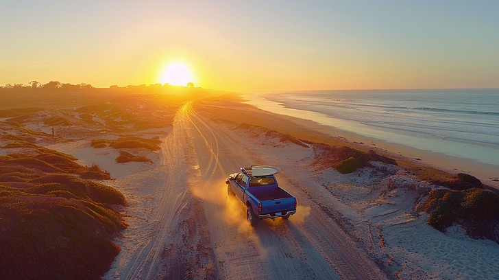 Free Beach Drive Sunset Image - Beach, Sunset, Truck | Download at ...
