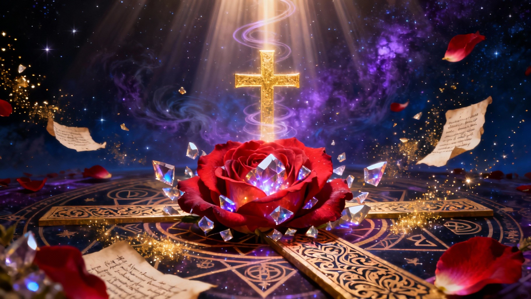 Divine Rose Color Free Divine Rose Illumination Image - Rose, Cross, Mystical | Download ...