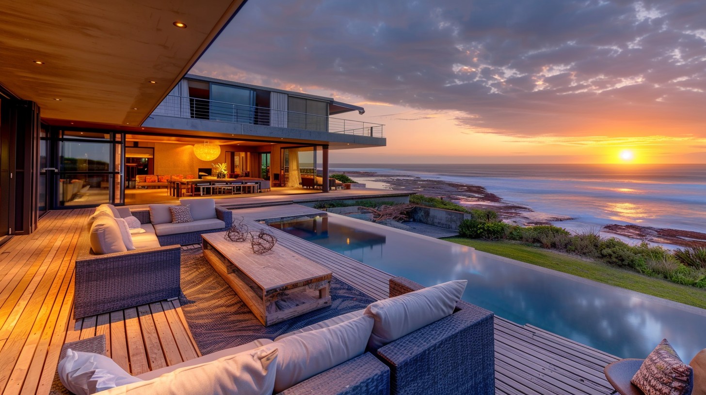 Free Luxurious Oceanfront Home Image - Luxury, Sunset, Oceanfront ...