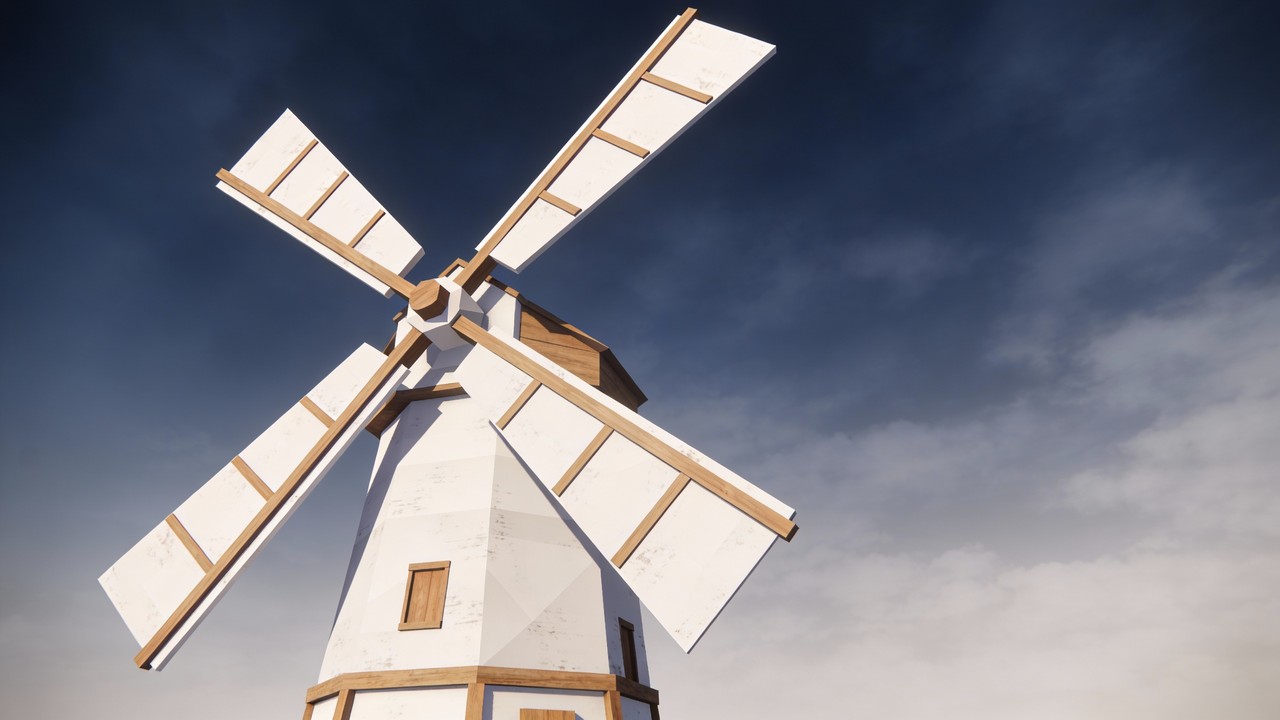 Free Minimalist Windmill Design Image - Windmill, Lowpoly, Geometric ...