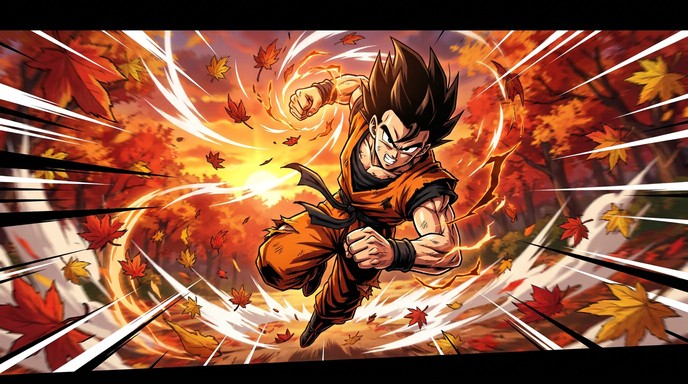 Fall Color Swirl Cake This anime-style illustration shows a determined young man with spiky ...