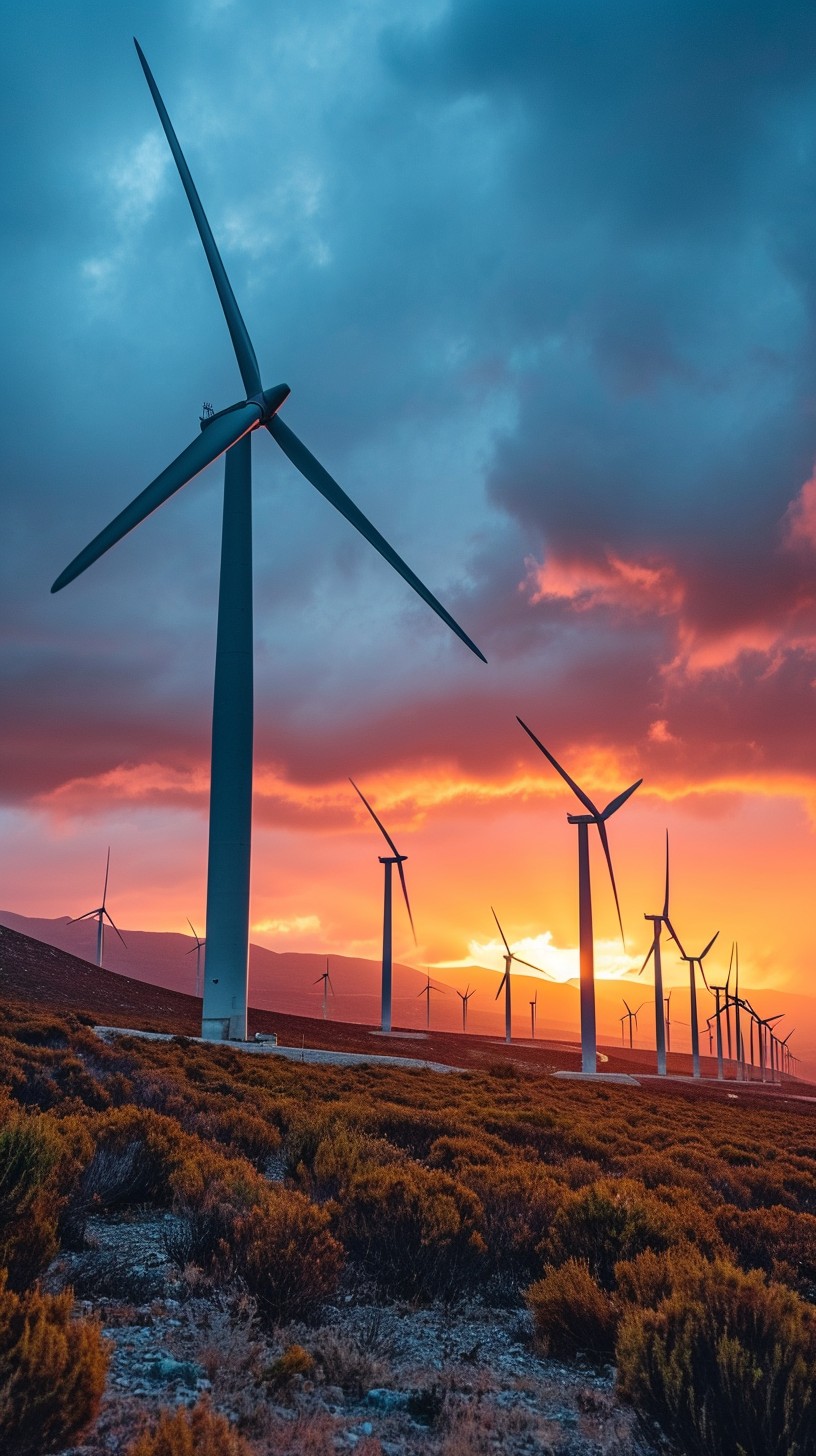 Free Sunset Wind Turbines Image - Sunset, Windmills, Landscape ...