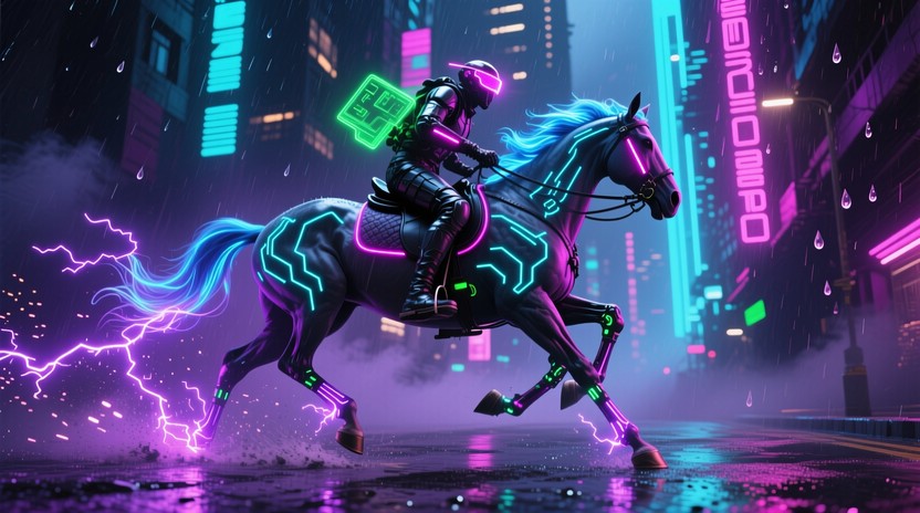 Free Glowing Robot Horse Image - Cybernetic, Horse, Neon | Download at ...