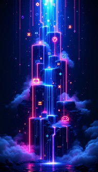 Free Neon Pixel Cascade Image - Cyberpunk, Neon, Pixel | Download at ...