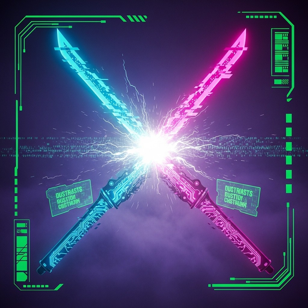 Free Crossing Digital Swords Image - Cyberpunk, Neon, Blades | Download ...