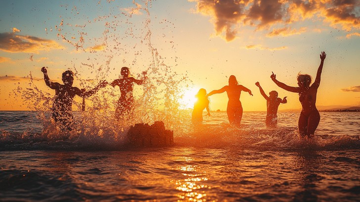 Download Sunset Beach Fun Image - Sunset, Beach, Friends | StockCake
