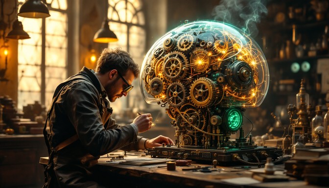 Brain Inventor Free Mechanical Brain Workshop Image - Steampunk, Inventor, Mechanical ...