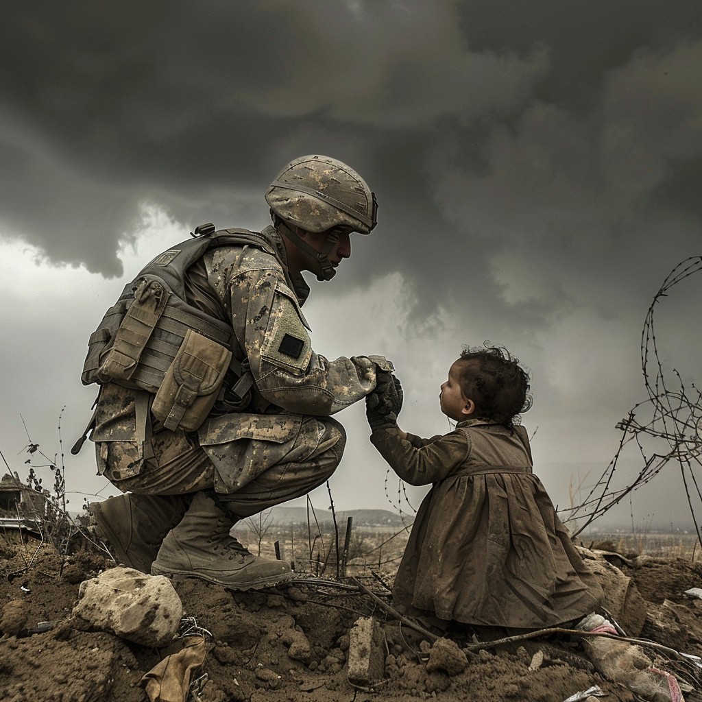 Free Compassionate Soldier Encounter Image - Soldier, Child, War ...