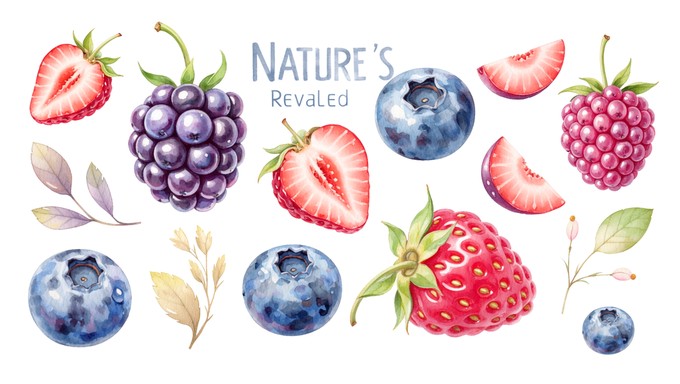 Free Nature's Jeweled Berries Image - Berries, Watercolor, Illustration ...