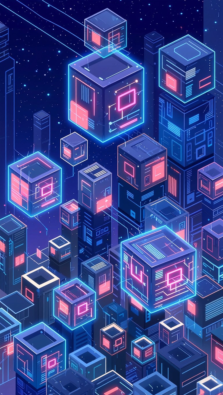 Free Floating Cyberpunk Cubes Image - Cyberpunk, Cubes, Geometric ...